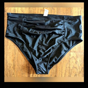 Swim bottom, high rise rutched swim suit with tags Sz M